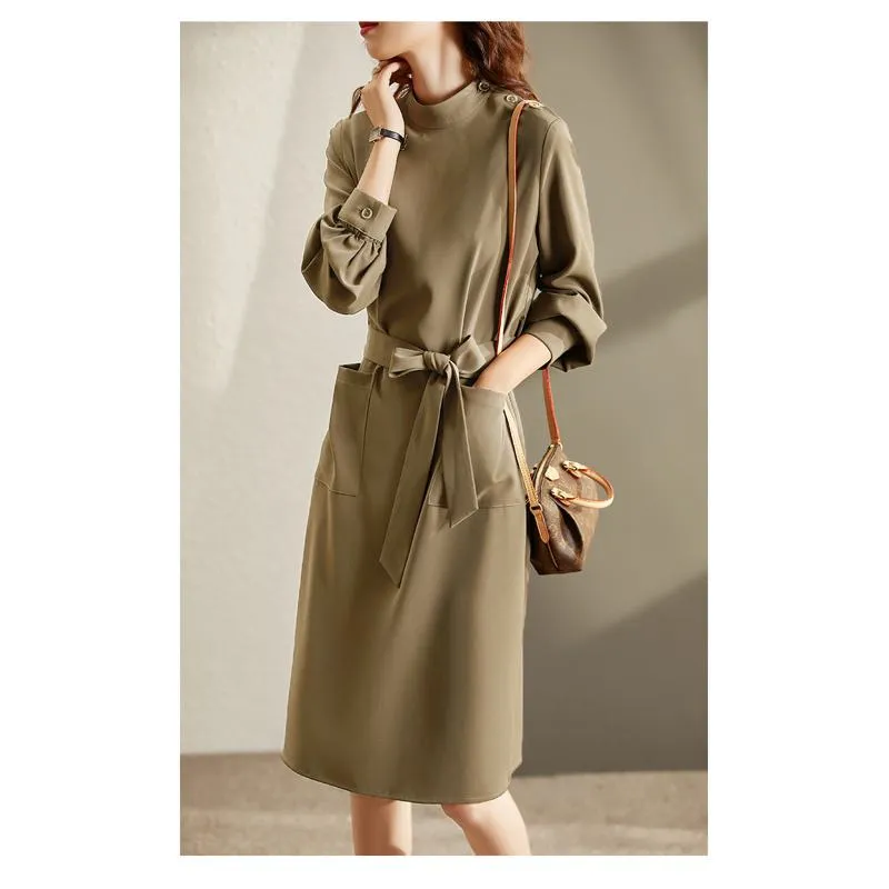 Slimming Versatile Retro Anti-Aging Half-High Collar Dress