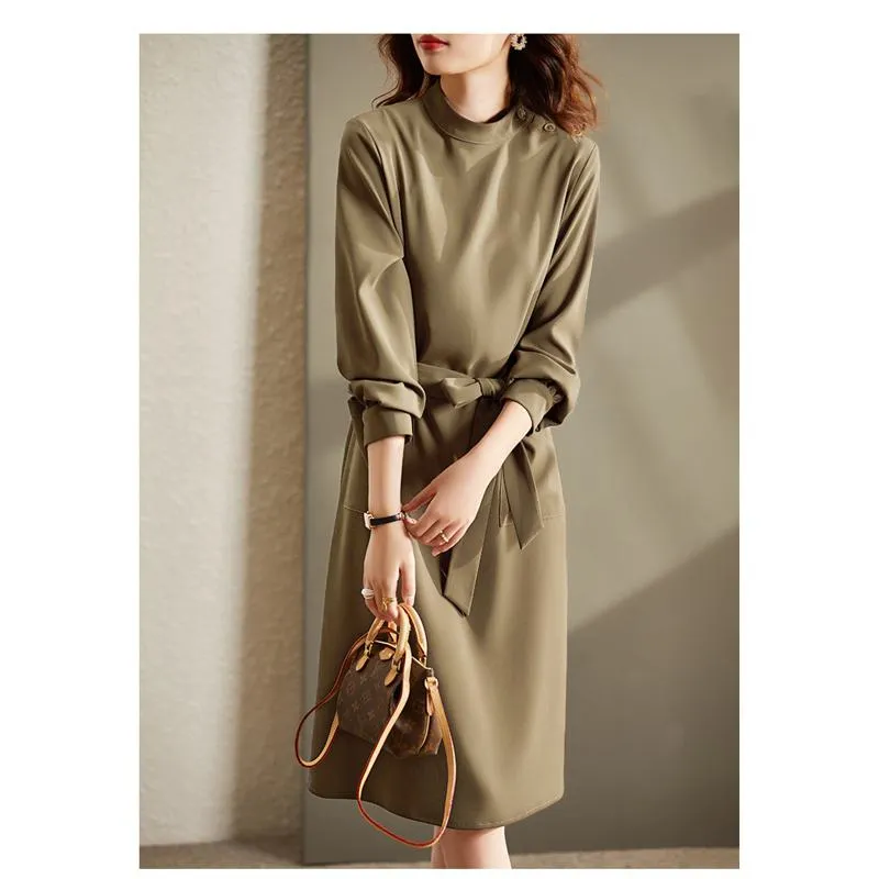 Slimming Versatile Retro Anti-Aging Half-High Collar Dress