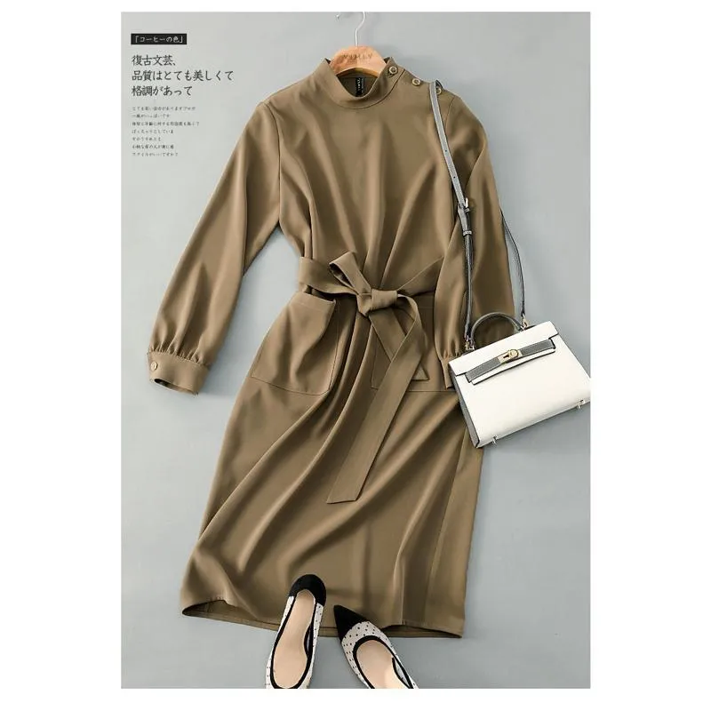 Slimming Versatile Retro Anti-Aging Half-High Collar Dress