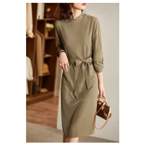 Slimming Versatile Retro Anti-Aging Half-High Collar Dress