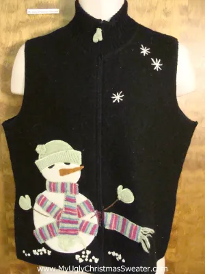 Snowman with Huge Scarf Ugliest Christmas Sweater Vest