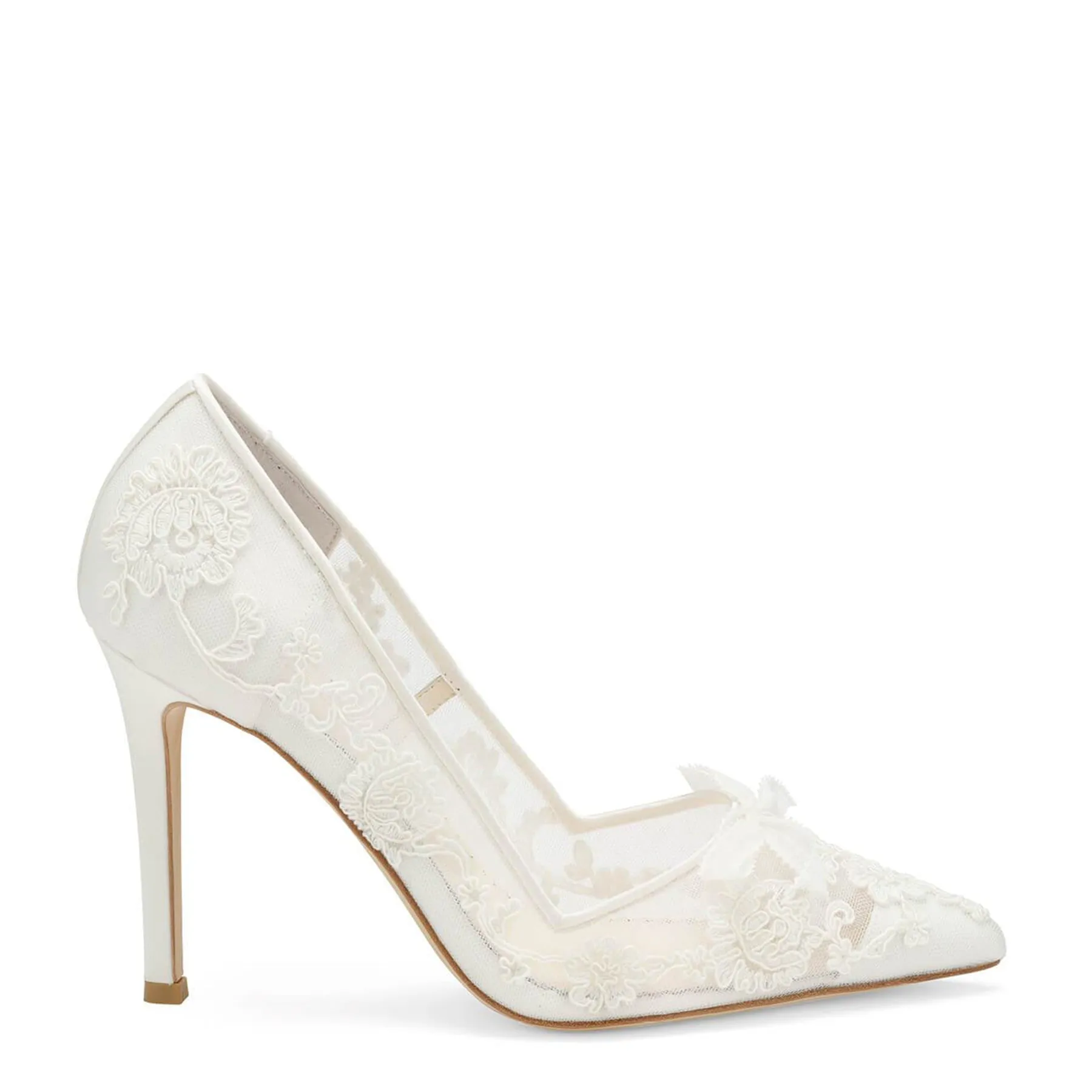Sophia - White Flower Wedding Shoes Lace Heels