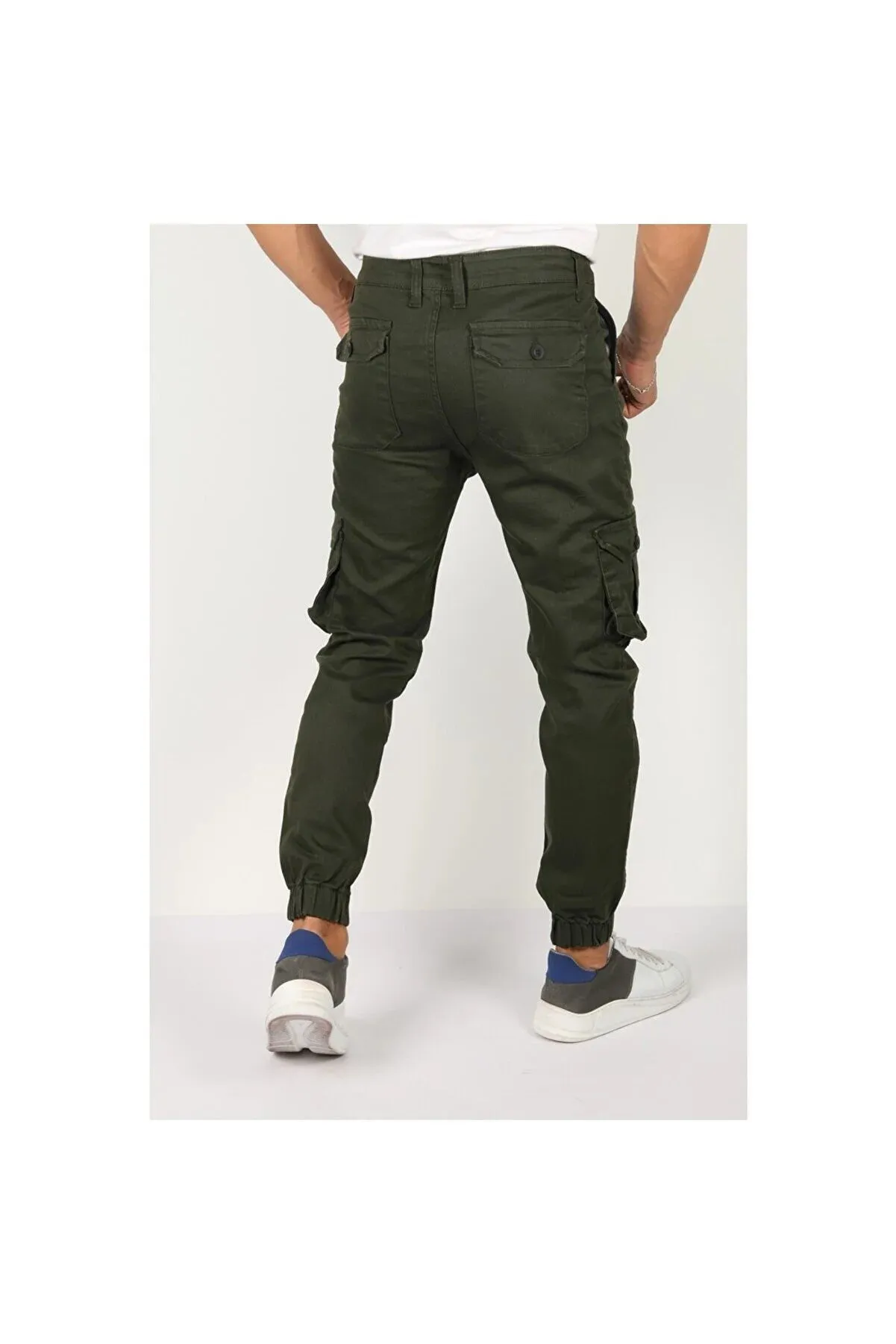 Tarz Cool Men's Khaki Cargo Jogger Elastic Legs Pants