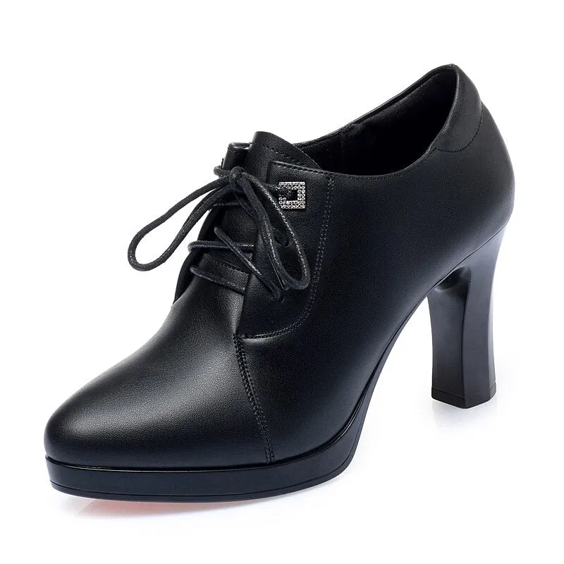 Toleet Heels Women 2023 Women Fashion High Quality Short Ankle Boots Lady Classic Brown Spring Autumn High Heel Boots Botas Mujer