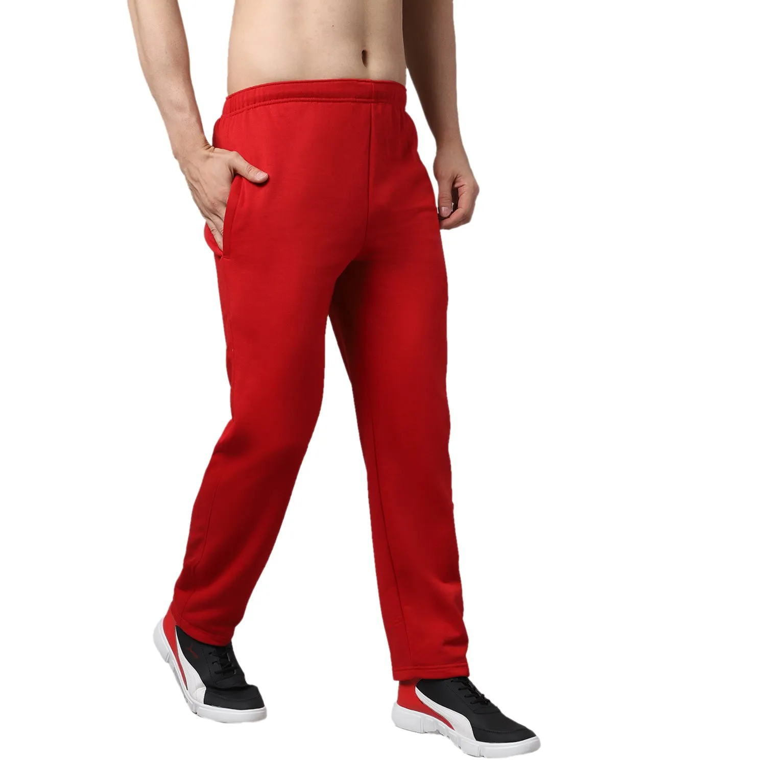 Vimal Jonney Fleece Regular-Fit Maroon Cotton Trackpant for Men