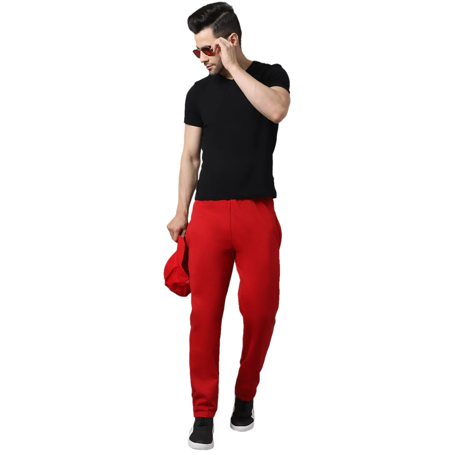 Vimal Jonney Fleece Regular-Fit Maroon Cotton Trackpant for Men