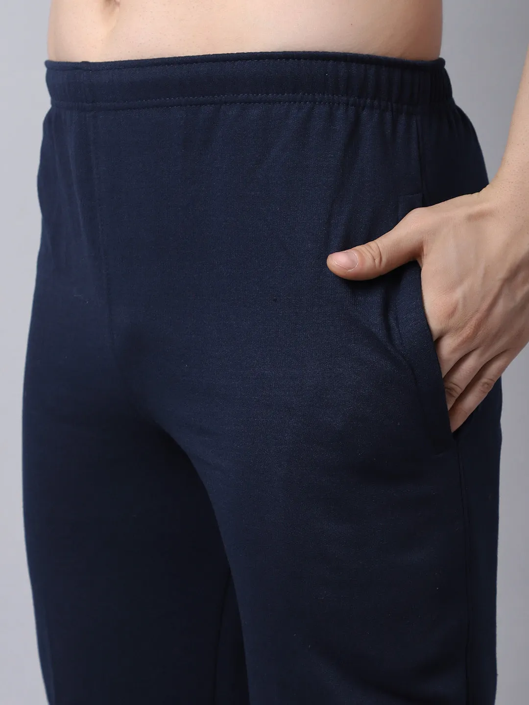 Vimal Jonney Fleece Regular-Fit Navy Blue Cotton Trackpant for Men