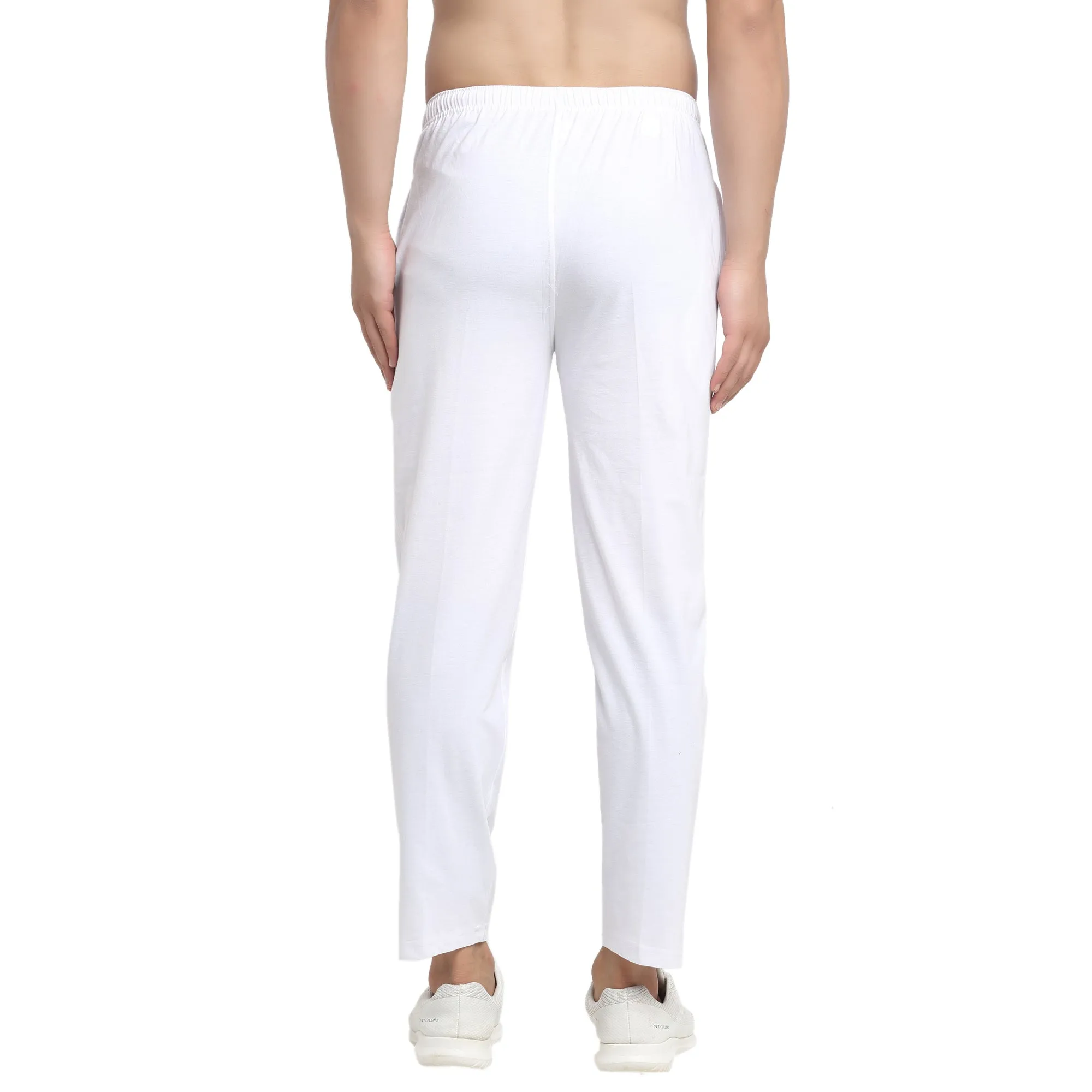 Vimal Jonney White Cotton Trackpant For Men's