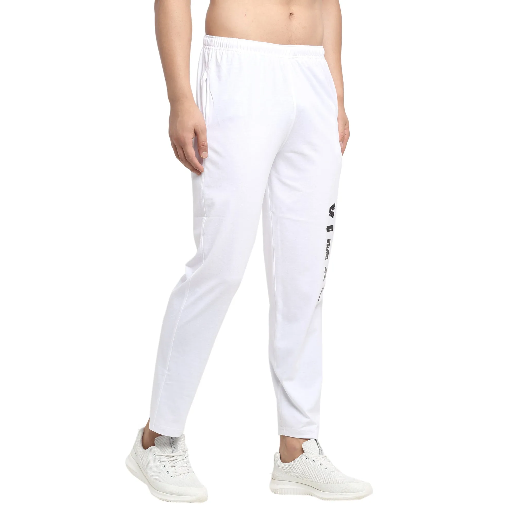 Vimal Jonney White Cotton Trackpant For Men's