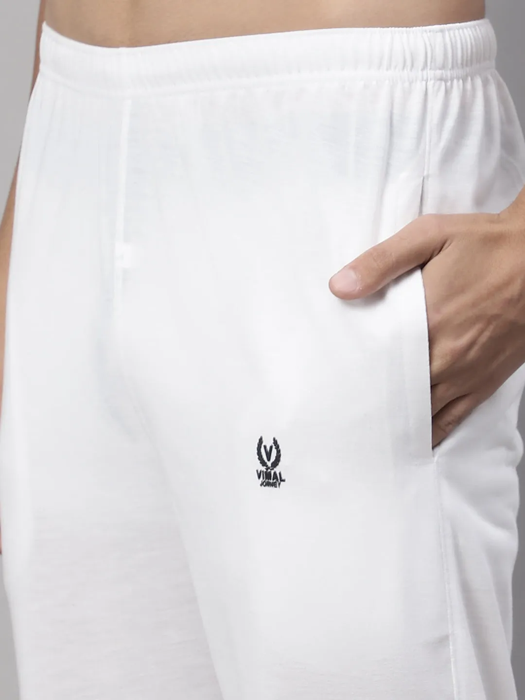 Vimal Jonney White Regular fit Cotton Trackpant for Men