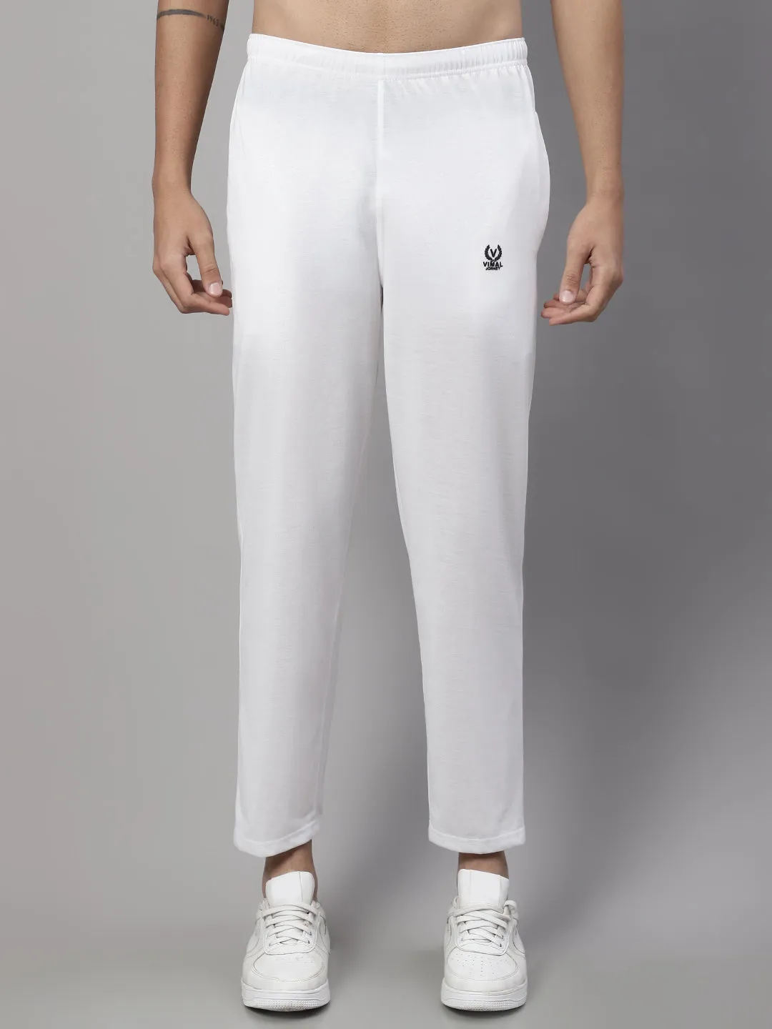 Vimal Jonney White Regular fit Cotton Trackpant for Men