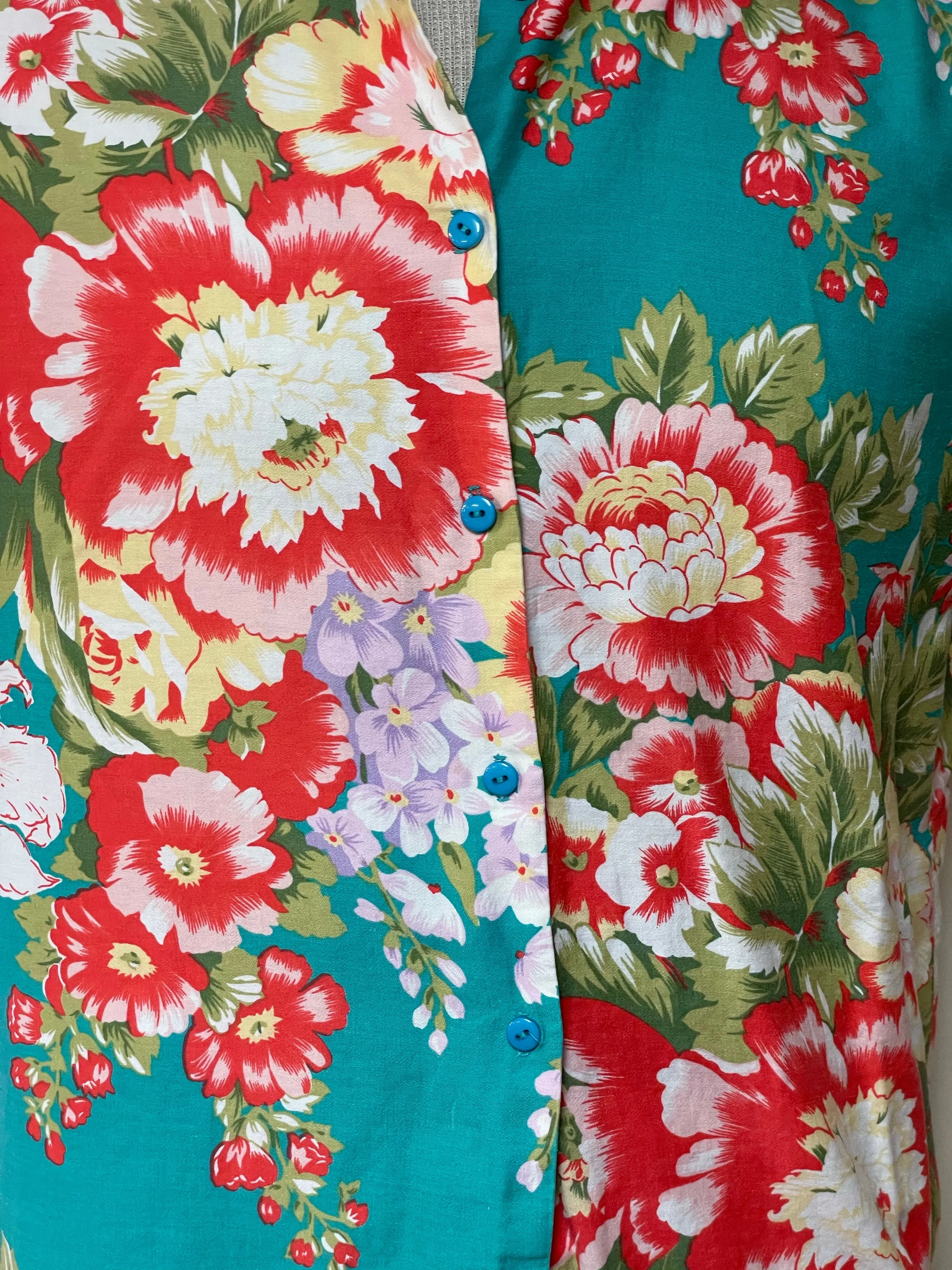 Vintage Wyndham Collection Womens Hawaiian Floral Short Sleeve Blouse Top Medium