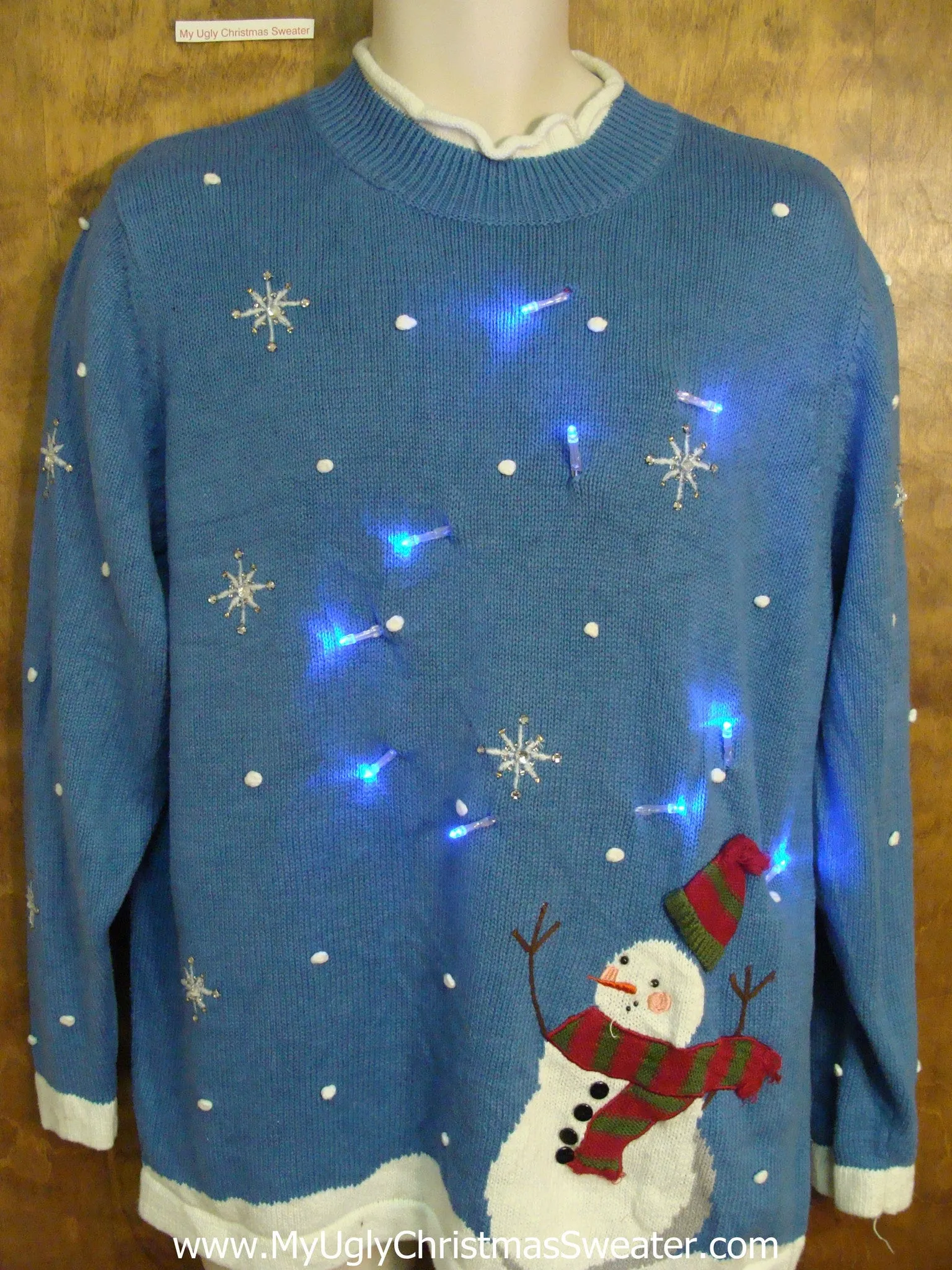 Windy Day SnowmanLight Up Ugly Xmas Sweater