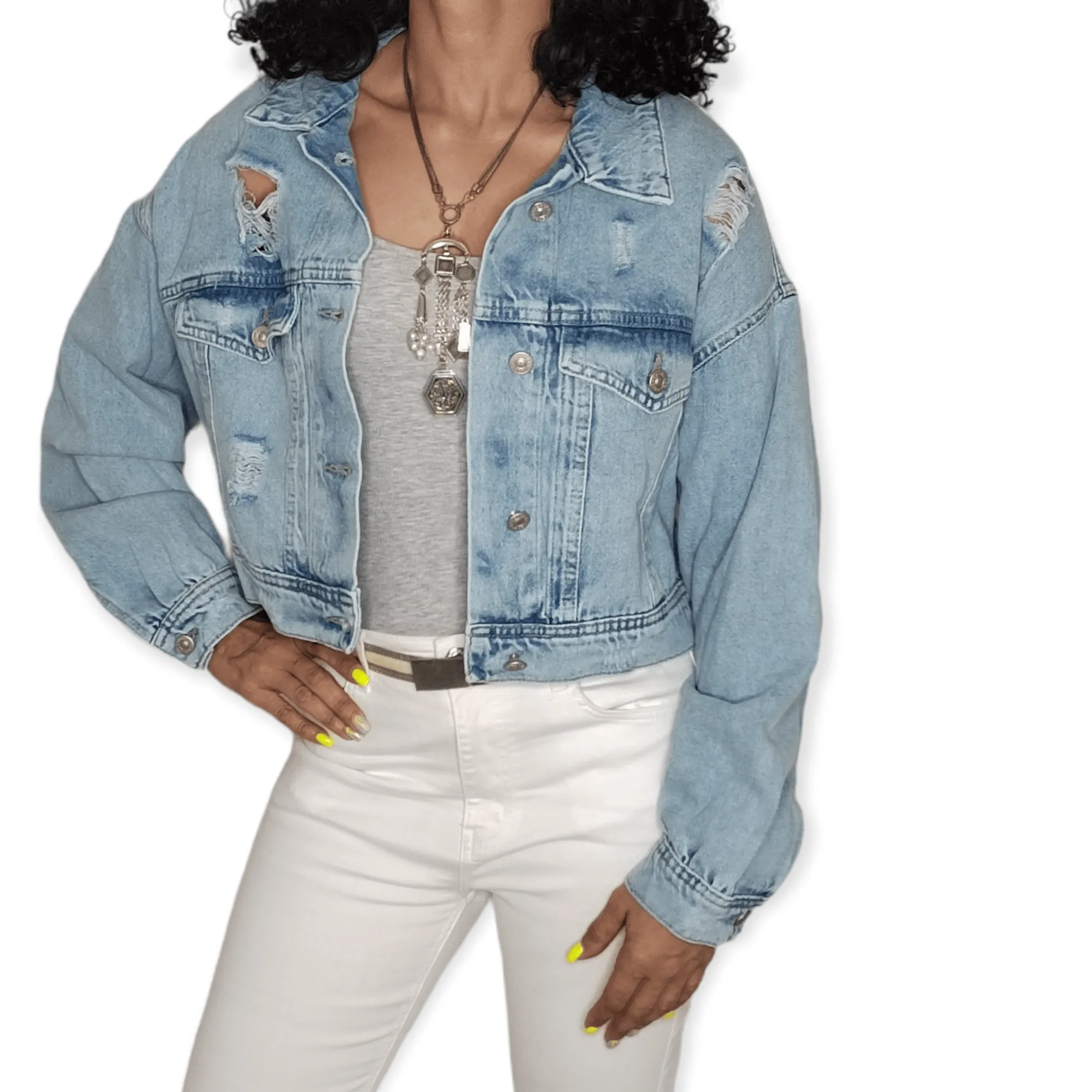 Women Jacket Jeans [2] - (light blue)
