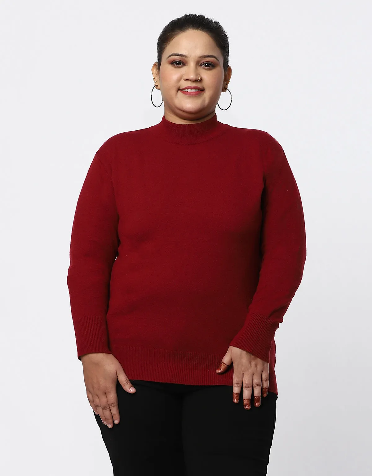 Women Woolen Turtle Neck Plus Size Skivvy