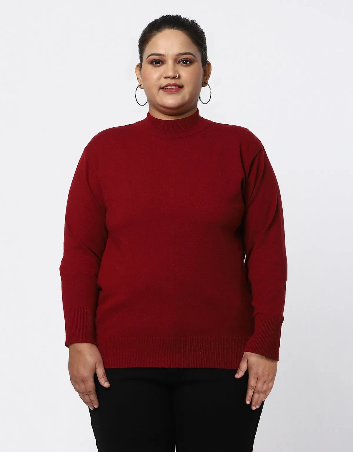 Women Woolen Turtle Neck Plus Size Skivvy