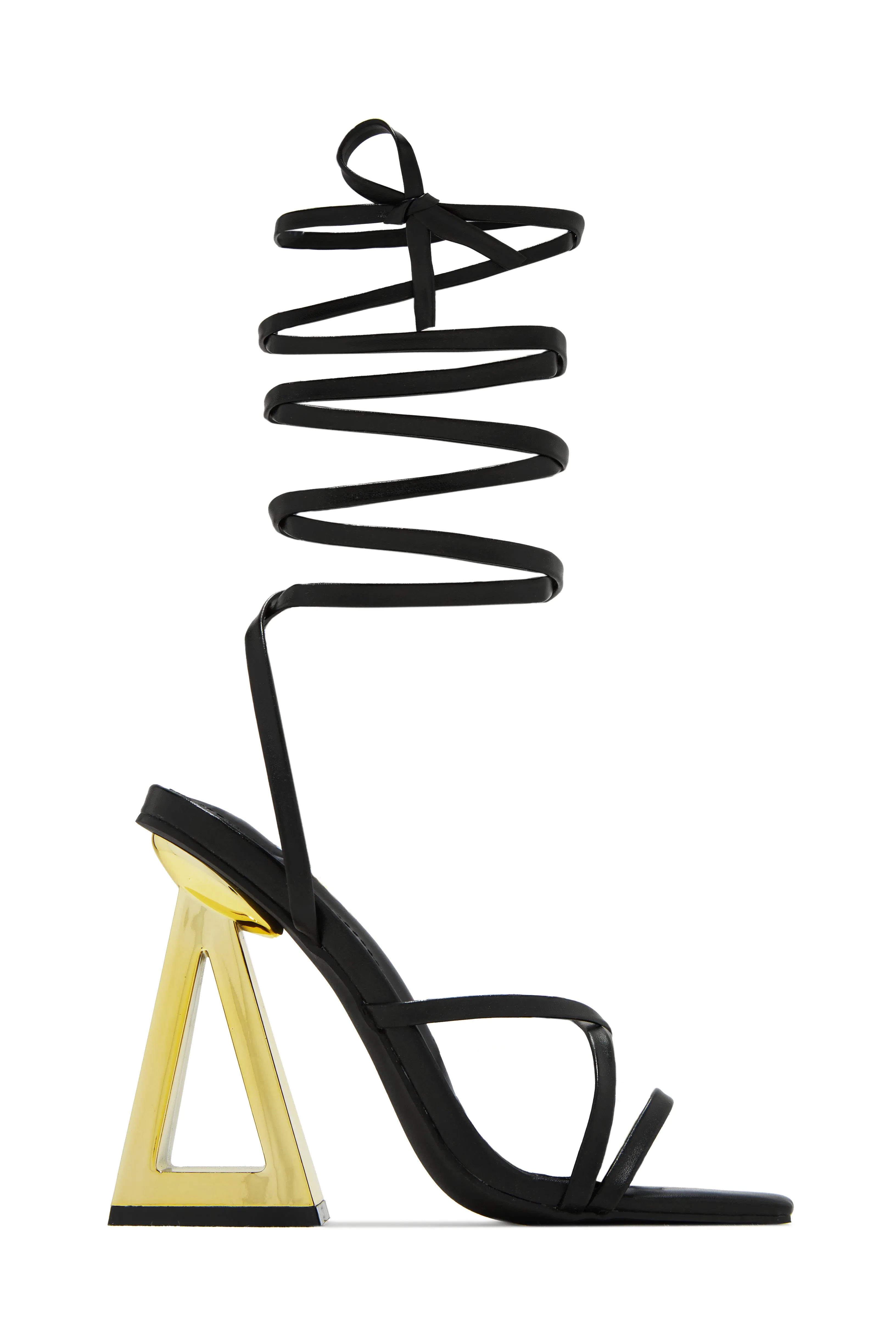 Zhuri Lace Up Block High Heels - Black